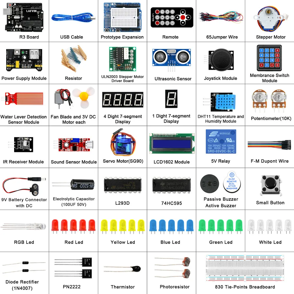 LAFVIN супер стартовый комплект для Arduino UNO R3 включает плату ЖК дисплей 1602 IIC источник