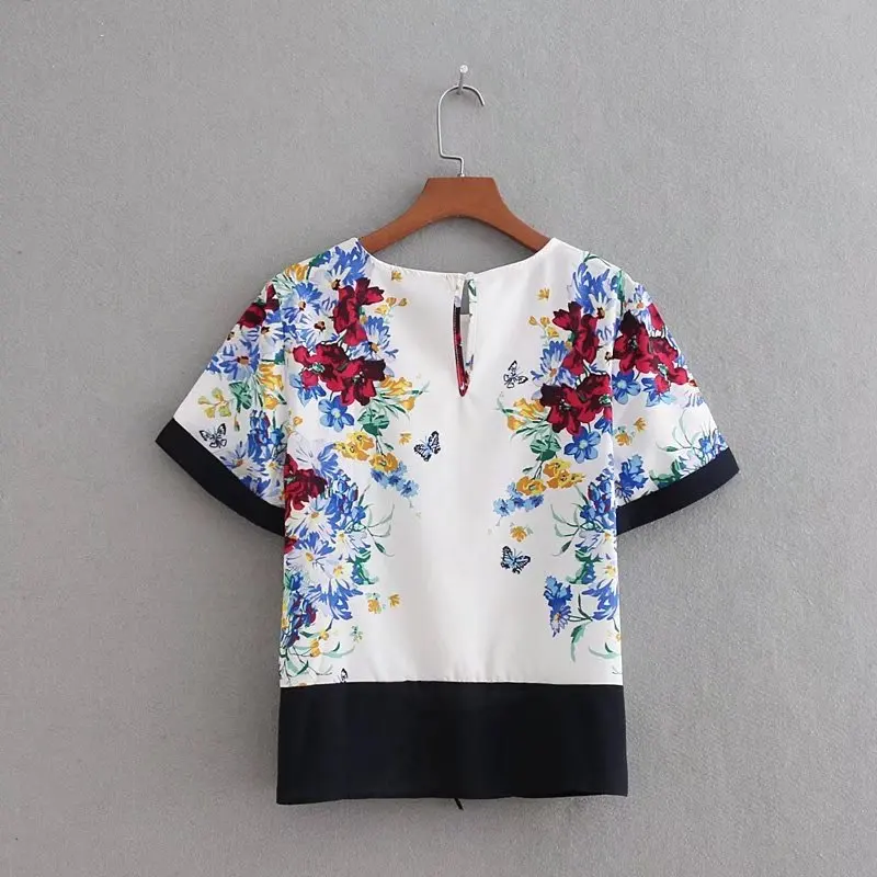 2018 женская футболка в стиле кантри с цветочным принтом vestidos hem bowknot blusas