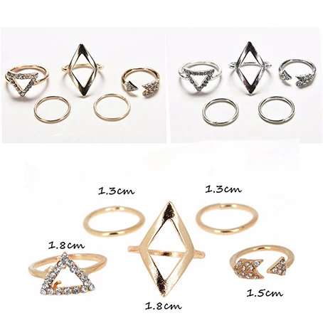 5 шт./компл. панк золотые серебряные кольца женские Anillos Stack Простые миди фаланга