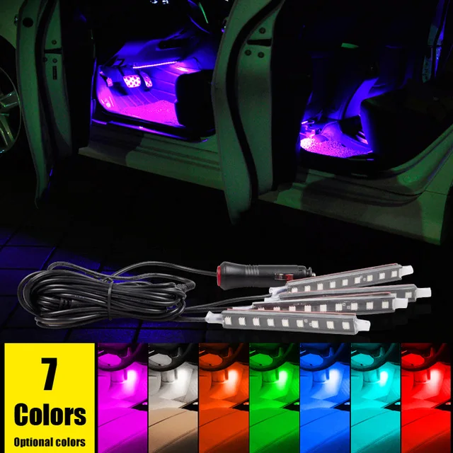 12В Автомобильный RGB DRL светильник декоративная Гибкая полоса атмосферная лампа