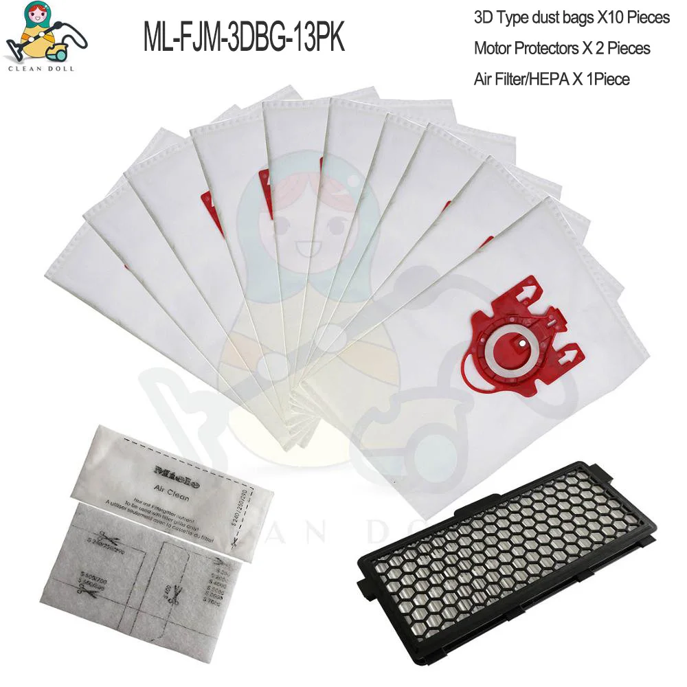 Чистая кукла, 13-PACK, мешки для пыли и фильтр HEPA SF-50 для Miele FJM 9917730 Complete C1 S4000 S6000 S4 S6, мешки и фильтры