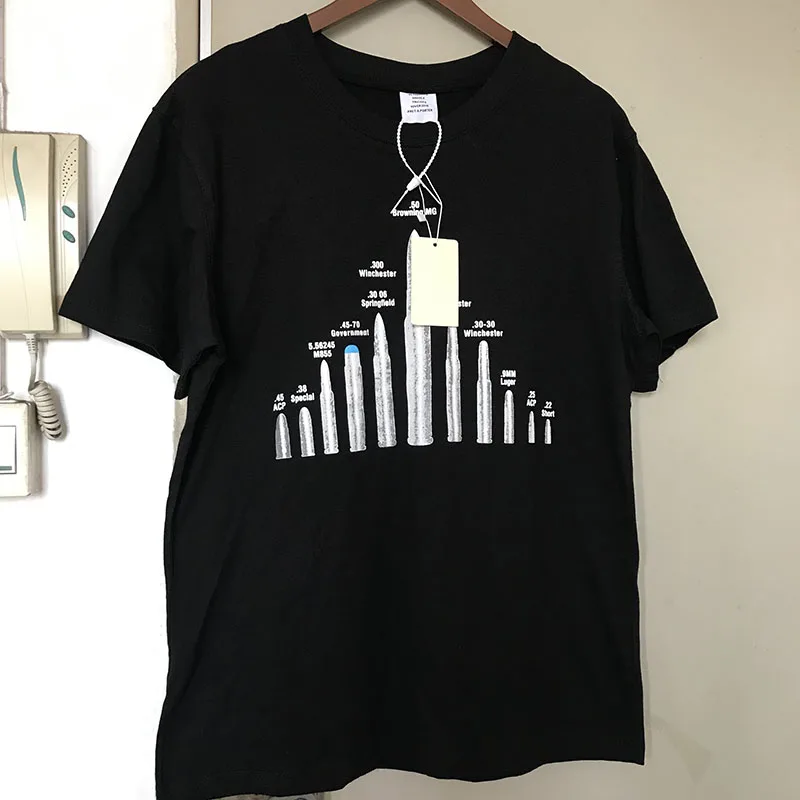 Новинка, Черная Мужская футболка Vete ts, мужская, женская, 1:1, хлопок, с принтом пули, уличная одежда, топы, футболки, модные футболки Vete для мужчин ts