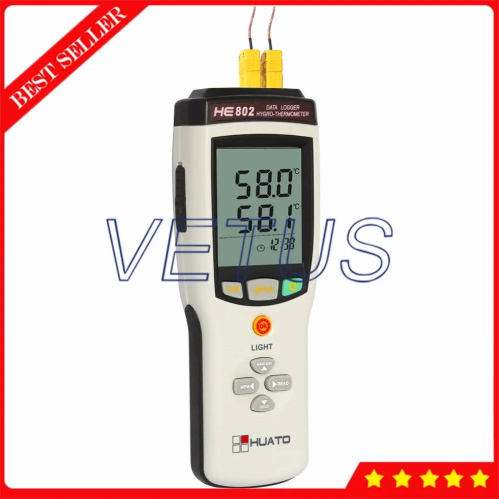 

HE802 Dual-Channel 3,6000 Temperature Datalogger Data Logger with K J E T R S N B Type Thermocouple Thermometer -200~1800C