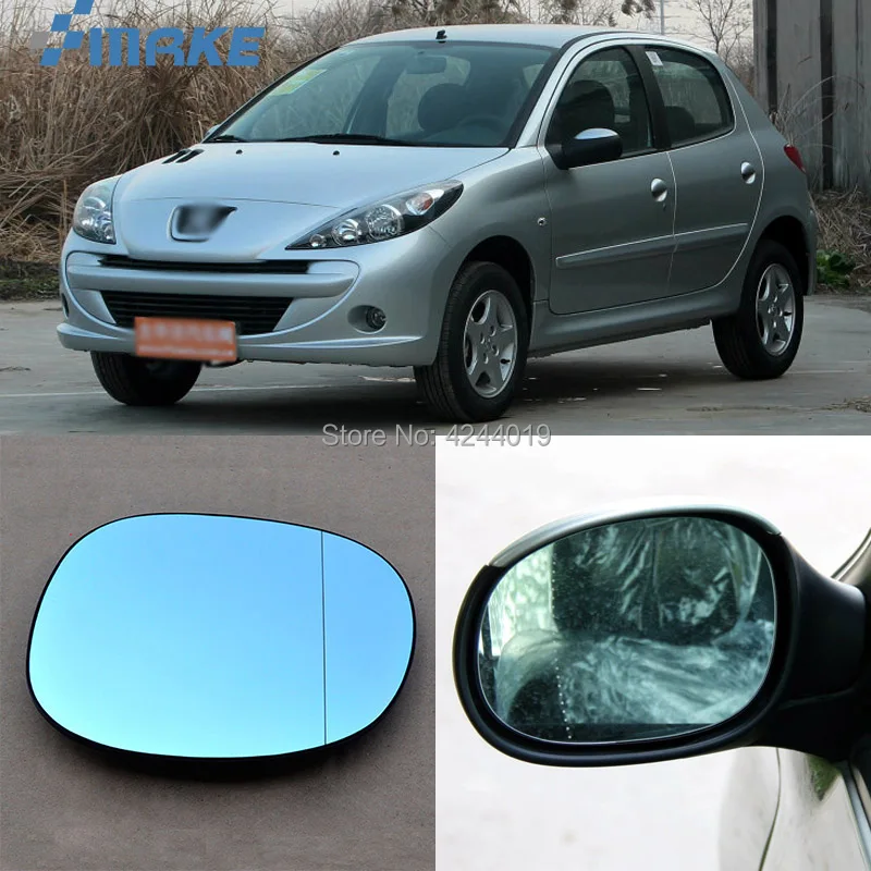 

smRKE For Peugeot 206 207 Car Rearview Mirror Wide Angle Hyperbola Blue Mirror Arrow LED Turning Signal Lights
