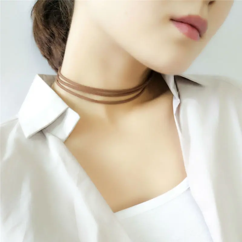 Женское Ожерелье-чокер ожерелье-ошейник с кожаной веревкой и подвеской |