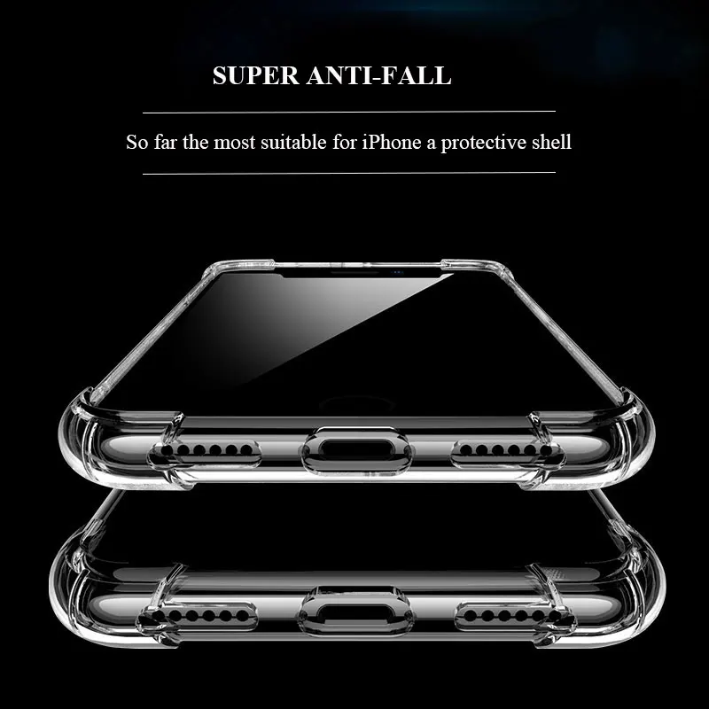 TEHRAN Anti-knock Transparent Silicone Soft Clear Shockproof Phone Case Cover For iPhone X 10 8 7 6 Plus 5 SE Protector Shell |