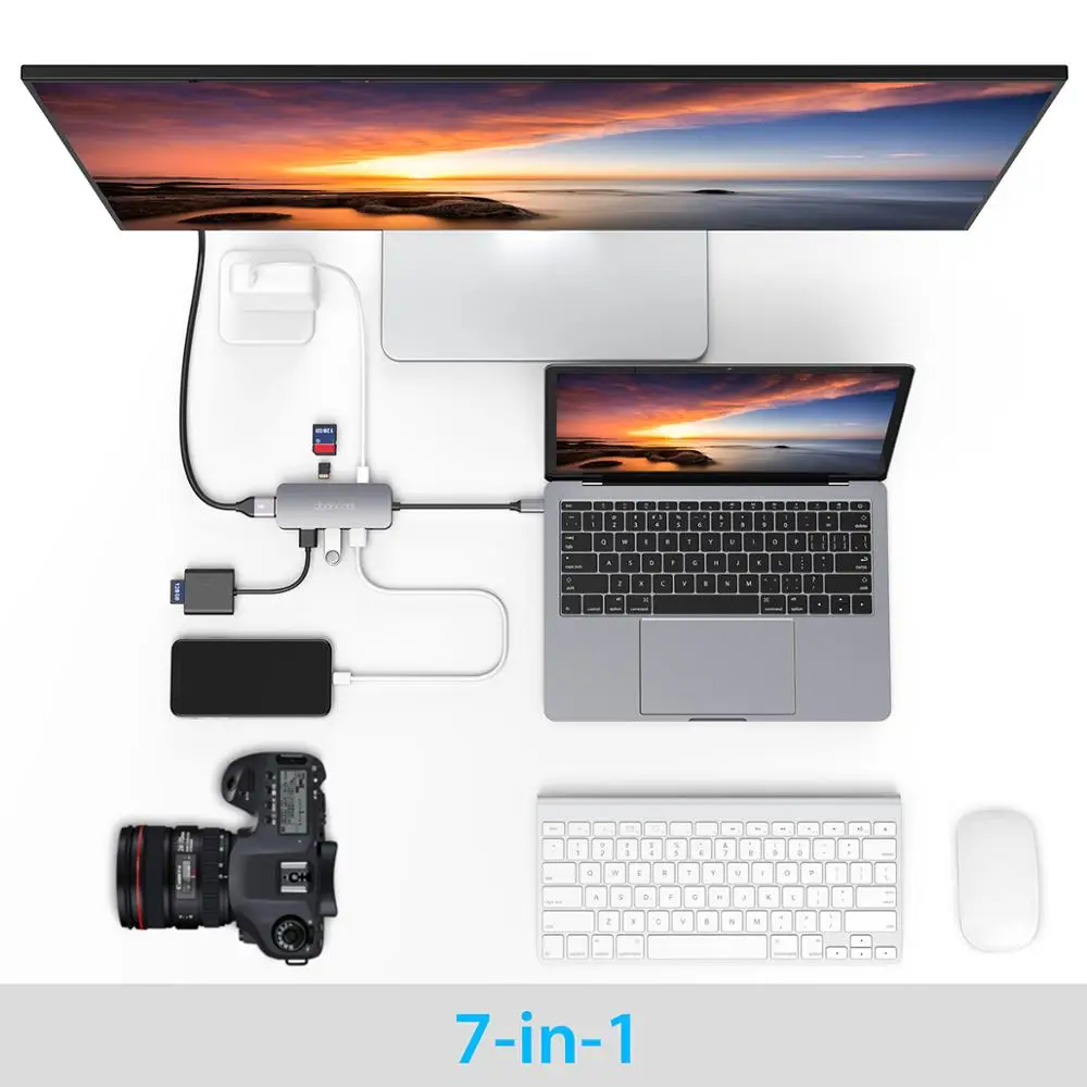Dodocool 7 в 1 USB C USB-C концентратор с Тип Мощность доставки 4 К видео HDMI для MacBook Pro samsung