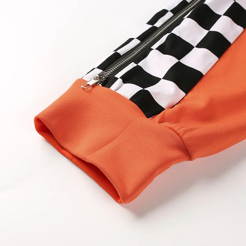 Летние спортивные брюки модные женские шахматные на молнии свободные штаны для