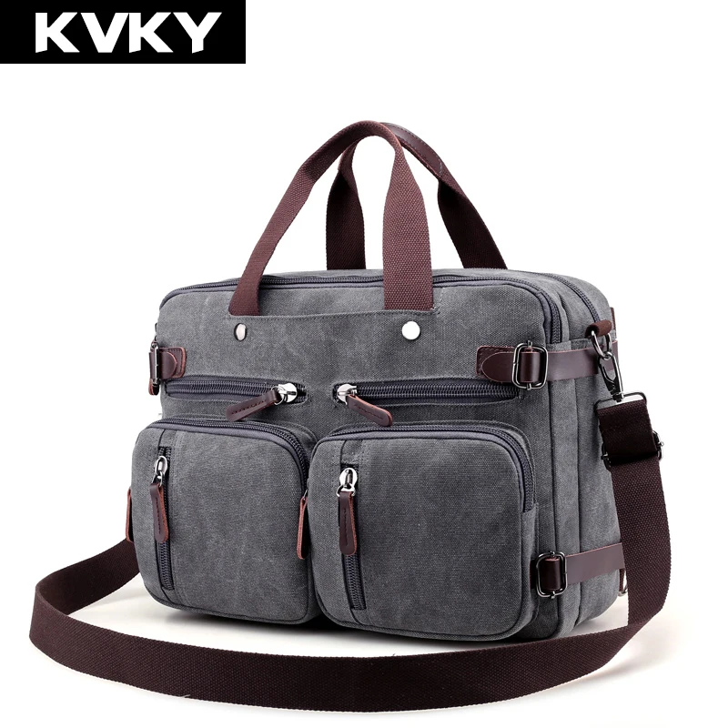 KVKY Брендовые мужские сумки холщовые через плечо мессенджеры однотонные