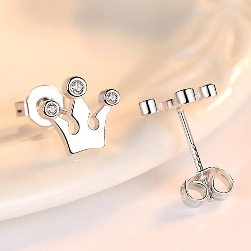Новые простые Красивые Циркон стильные серьги гвоздики в виде короны тренд