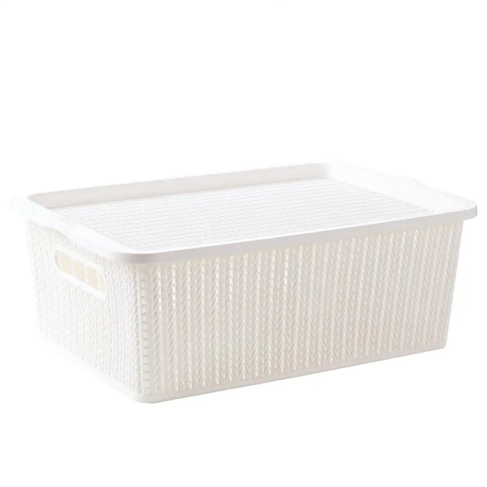 White L OTHERHOUSE большой ящик для хранения с крышкой имитация коробки из ротанга полые корзины для хранения одежды игрушка закуски гардероб Органайзер - Цвет: White L