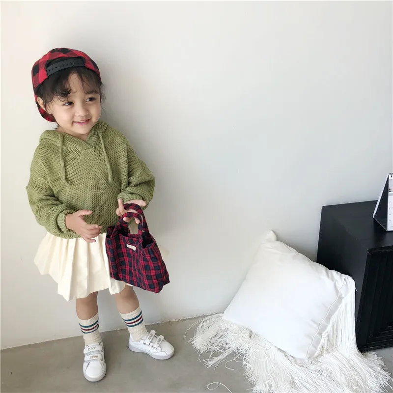 Весна 2019 вязаный свитер в Корейском стиле Толстовки для мамы и дочки одноцветная