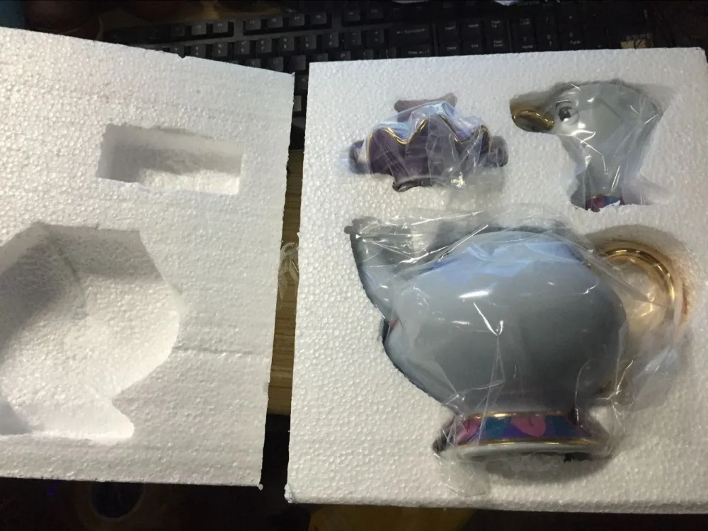 Горячая Распродажа мультяшный чайник Красавица и Чудовище кружка Mrs Potts чаша для