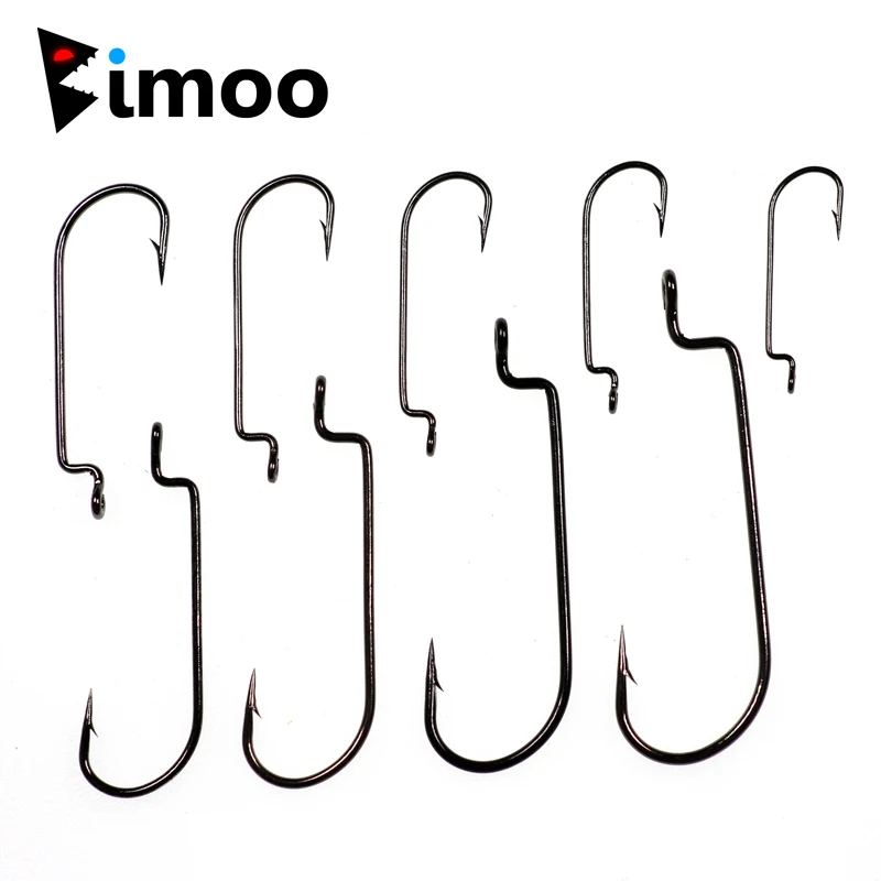 Bimoo 100 шт. Высокоуглеродистая сталь крючок под червя Carolina Rig крючки для приманки