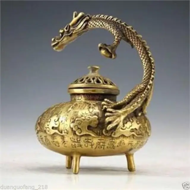 Collection Chinese Vintage Handwork Bronze Copper Carved Dragon Incense Burners | Дом и сад