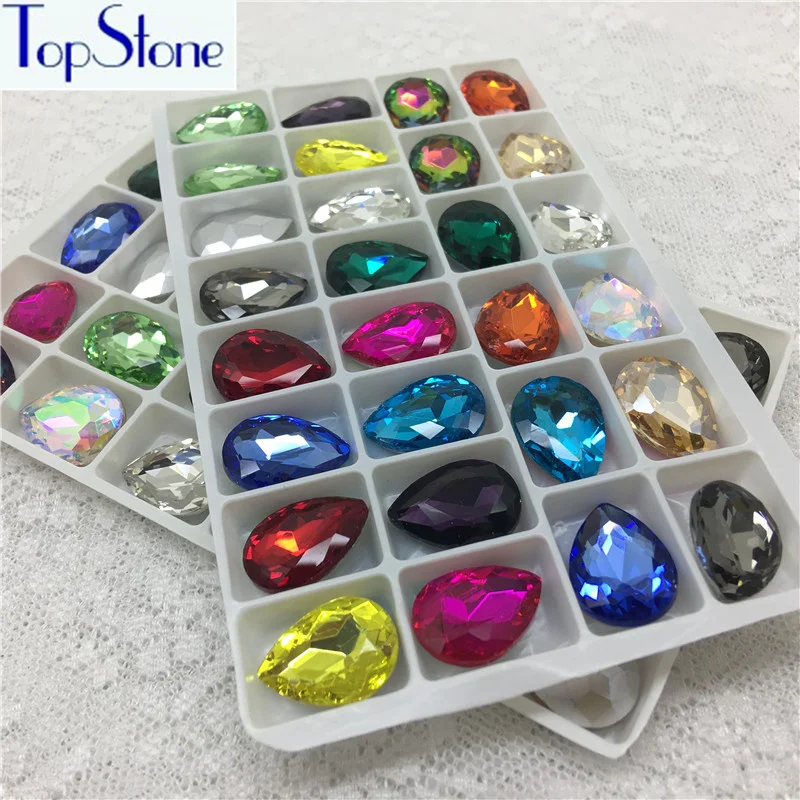 Смешанные цвета стеклянный кристалл в форме слезы заостренные с обратной