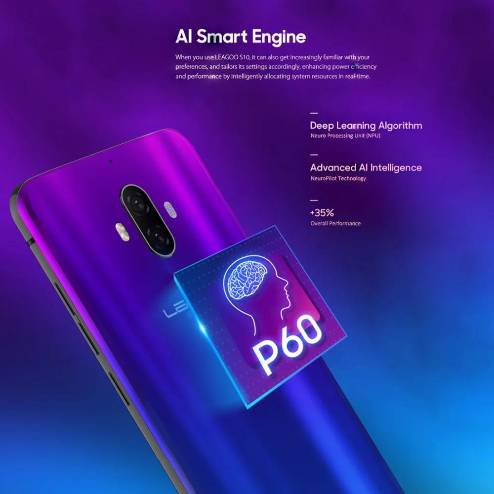 LEAGOO S10 P60 6 ГБ 128 ГБ 6,2" 19:9 u-образной телефон 20.0MP 4050 мАч 9 В/2 а разблокировка отпечатков пальцев Android 8,1 Глобальный 4G смартфон