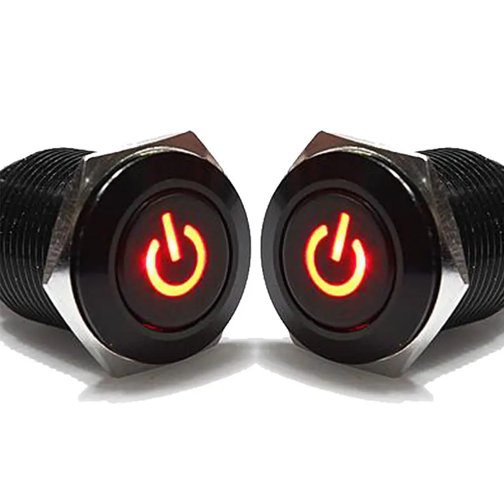 EE поддержка 2 шт цвета светодиодный выключатель света черный металл 16 мм