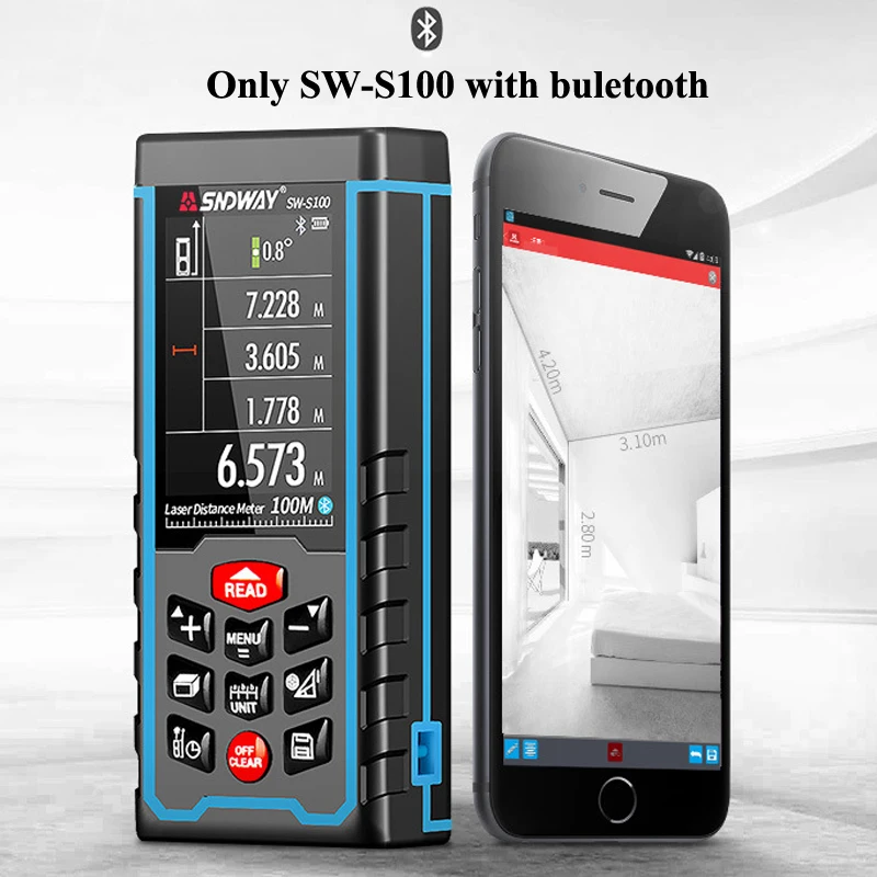 SNDWAY SW-S50 70 100 м цветной экран перезаряжаемый лазерный дальномер Дальномер Лента дальномера Trena угол линейки Bulid инструмент