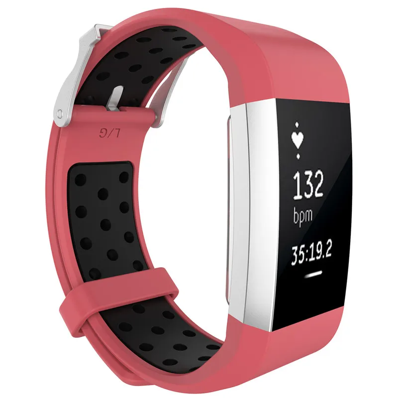 Цветной браслет для Fitbit Charge 2, спортивный силиконовый ремешок на запястье для Fitbit Charge 2, умный Браслет, умные аксессуары - Цвет: RED BLACK