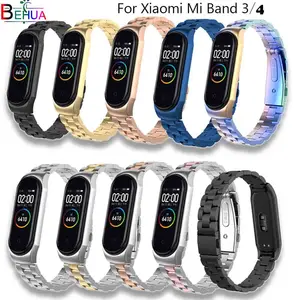 Ремешок на запястье для xiaomi mi band 3 4 mi band 4 сменный металлический ремешок на запястье браслеты из нержавеющей стали + металлический корпус
