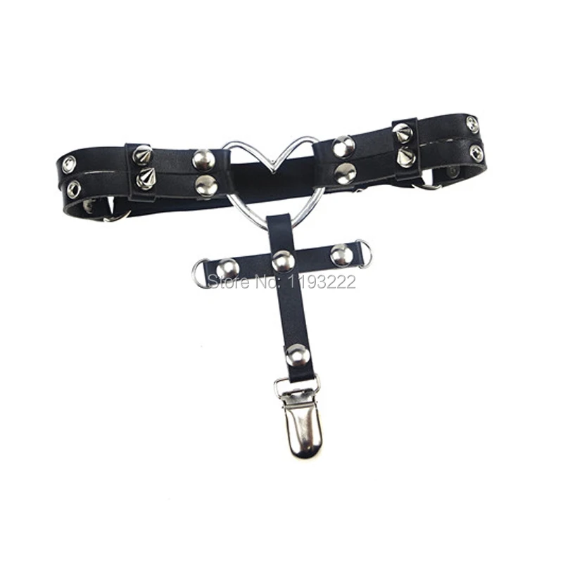 Сексуальный панк Рок ручной работы кожаный подвязка ремень сатана крест Шипы