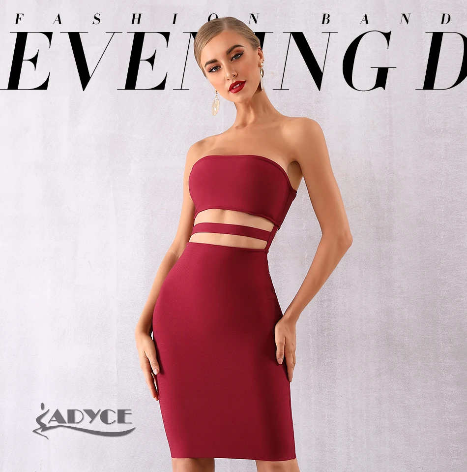 Adyce новое летнее элегантное женское Бандажное Платье Vestidos сексуальное без бретелек открытое Клубное платье знаменитостей Подиумные вечерние платья