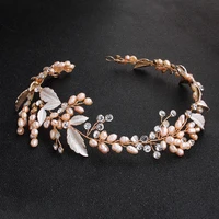 floralbride golden wired rhinestones crystal freshwater pearls wedding headband bridal hair vine hair accessories women jewelry