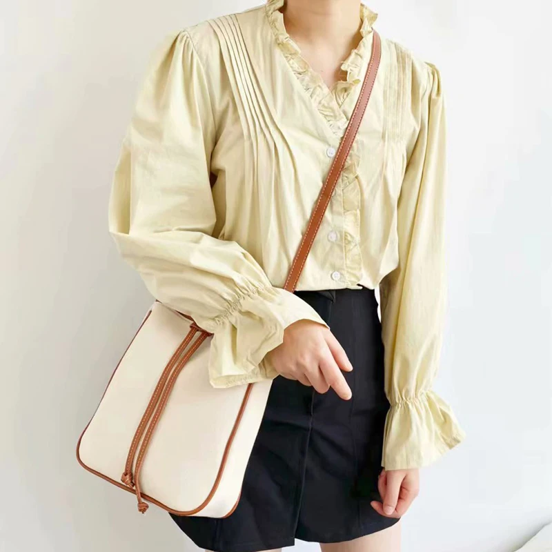 Женская Холщовая Сумка на шнурке Повседневная маленькая сумка через плечо из