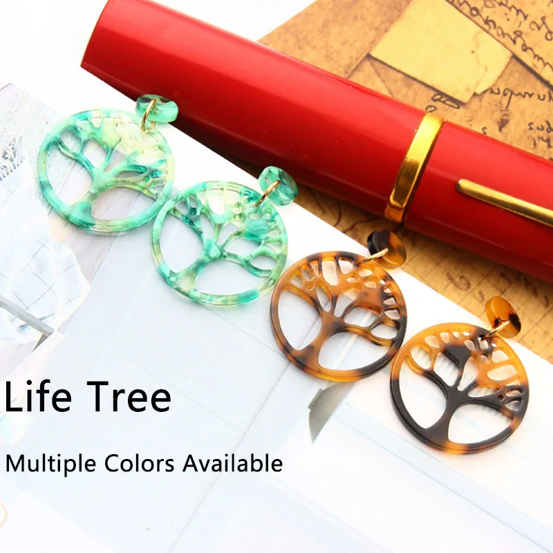 MODEBOX Древо жизни акрил серьги Мути Цвет леопардовые большой круг заявление для