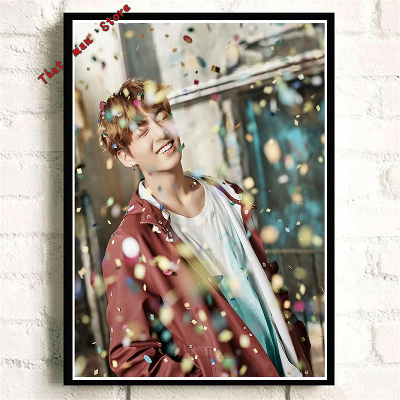 Kpop bangtan мальчики ясное изображение наклейки на стену украшение дома высокое качество принты RM Jimin Jin бумага с покрытием для домашнего искусства бренд - Цвет: Серый