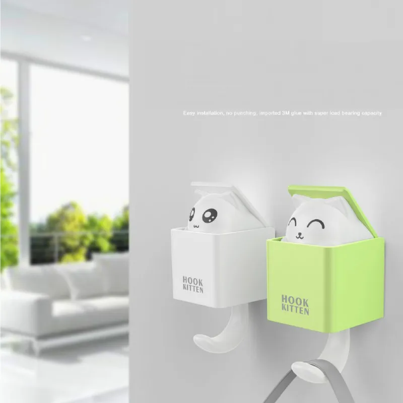 Настенный крючок для ключей мультяшного кота клейкие крючки одежды декоративные