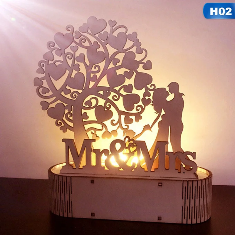 Деревянные украшения DIY ночник Mr& Mrs Свадебные украшения деревенские вечерние Декор поставки свадебные подарки для гостей свадебный душ
