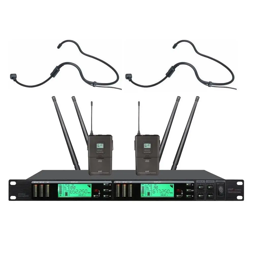 black headset mic Bolymic двойной беспроводной микрофон караоке система истинное разнообразие сценическое исполнение вокальный караоке профессиональный UR24D цифровой УВЧ - Цвет: black headset mic
