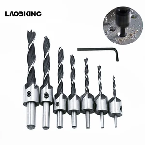 7 шт. 5 сверл для зенкеров, сверла HSS, набор сверл для деревообработки, фаска 3-10 мм