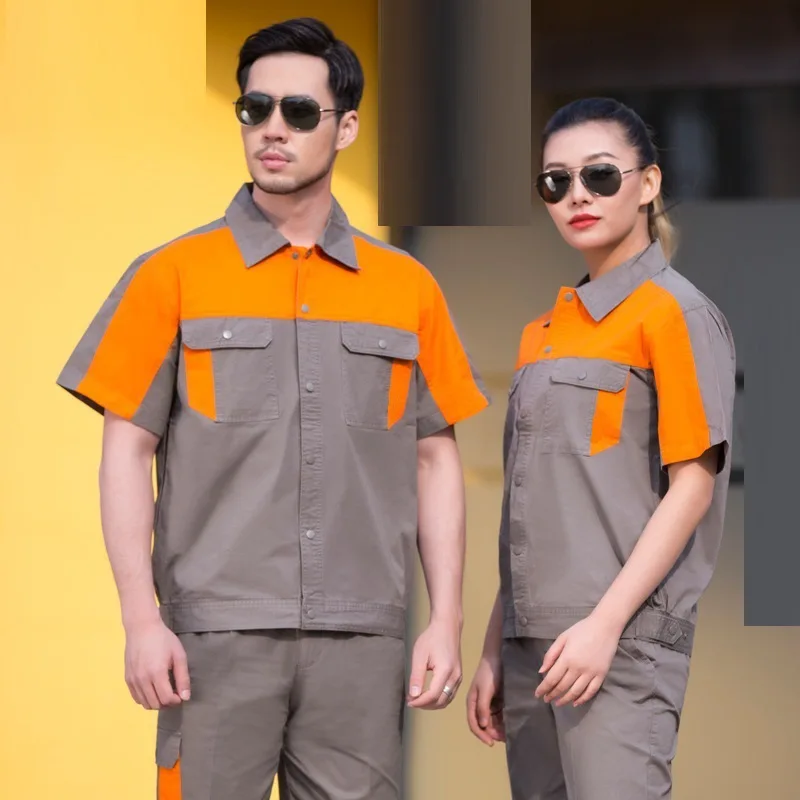 Summer Breathable Fabric Short Sleeve Coveralls Working Robe For Men In Workshop and Factory |