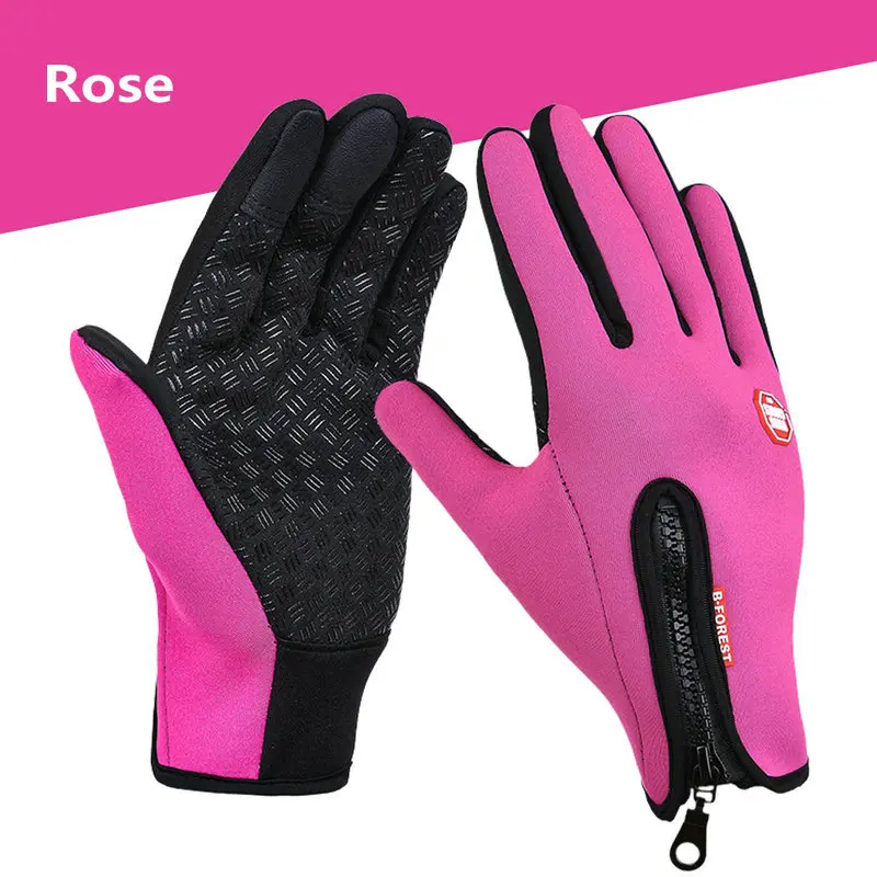 winter Rose Зимние уличные спортивные ветрозащитные перчатки, водонепроницаемые термальные велосипедные перчатки для мужчин и женщин, мотоциклетные перчатки для вождения, пешего туризма, катания на лыжах - Цвет: winter Rose