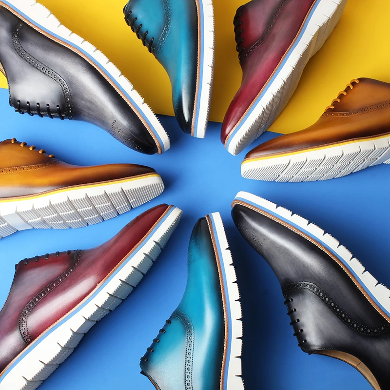 

VIKEDUO 2020 Summer New Sneakers Patina Brogue Casual Mans Footwear Genuine Leather Wedding Office Oxford Dress Shoes Zapatos