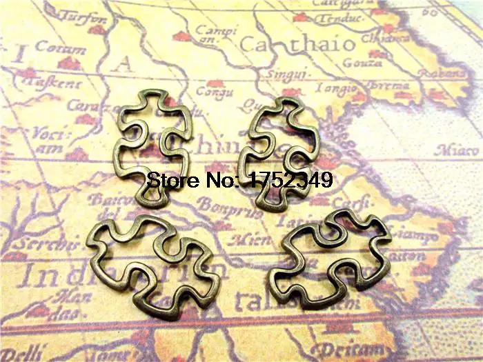 15 шт.-подвески в форме кусочка пазла античная латунь Тон головоломки