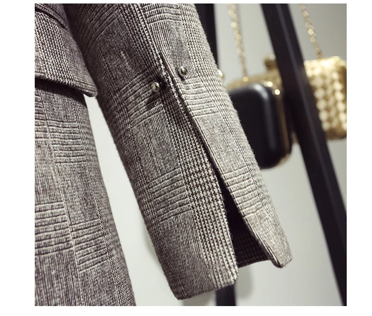 Новый Винтажный клетчатый двубортный костюм на весну и осень облегающий