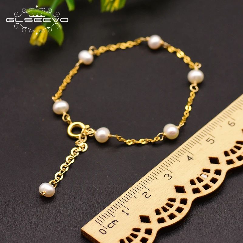 

GLSEEVO Handmade Natural Freshwater Pearl Bracelet Women Gift Exquisite Jewelry 925 Sterling Silver Jewelry Accessories GB0144
