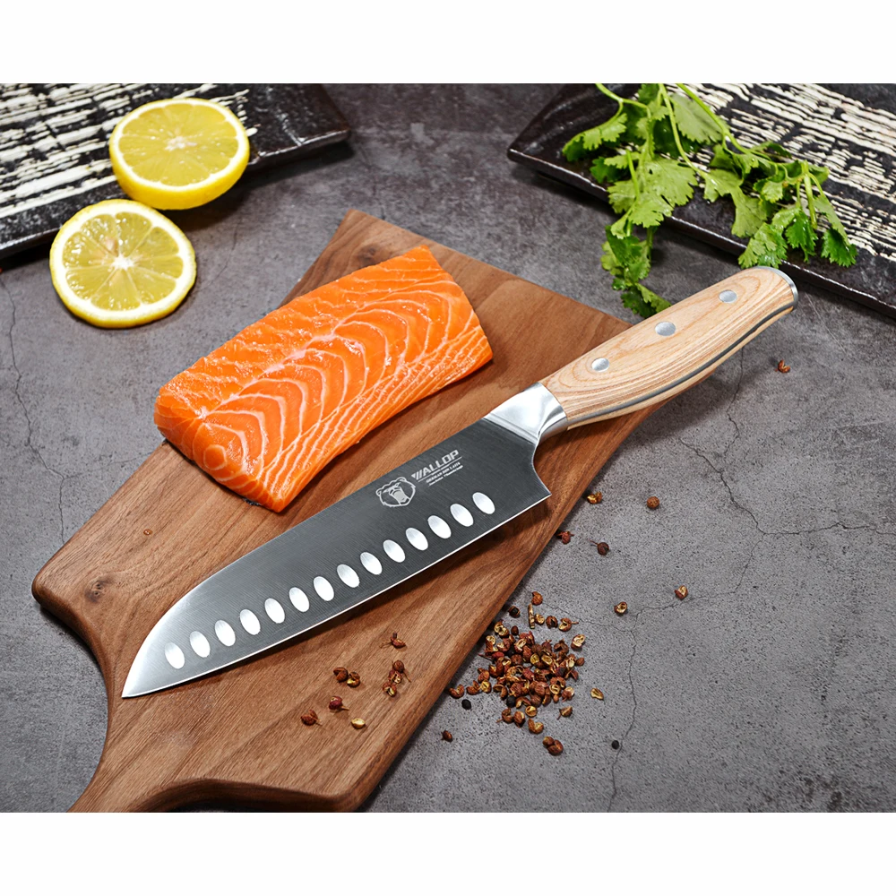 WALLOP Santoku нож немецкая высокоуглеродистая Нержавеющая сталь шеф повара для мяса