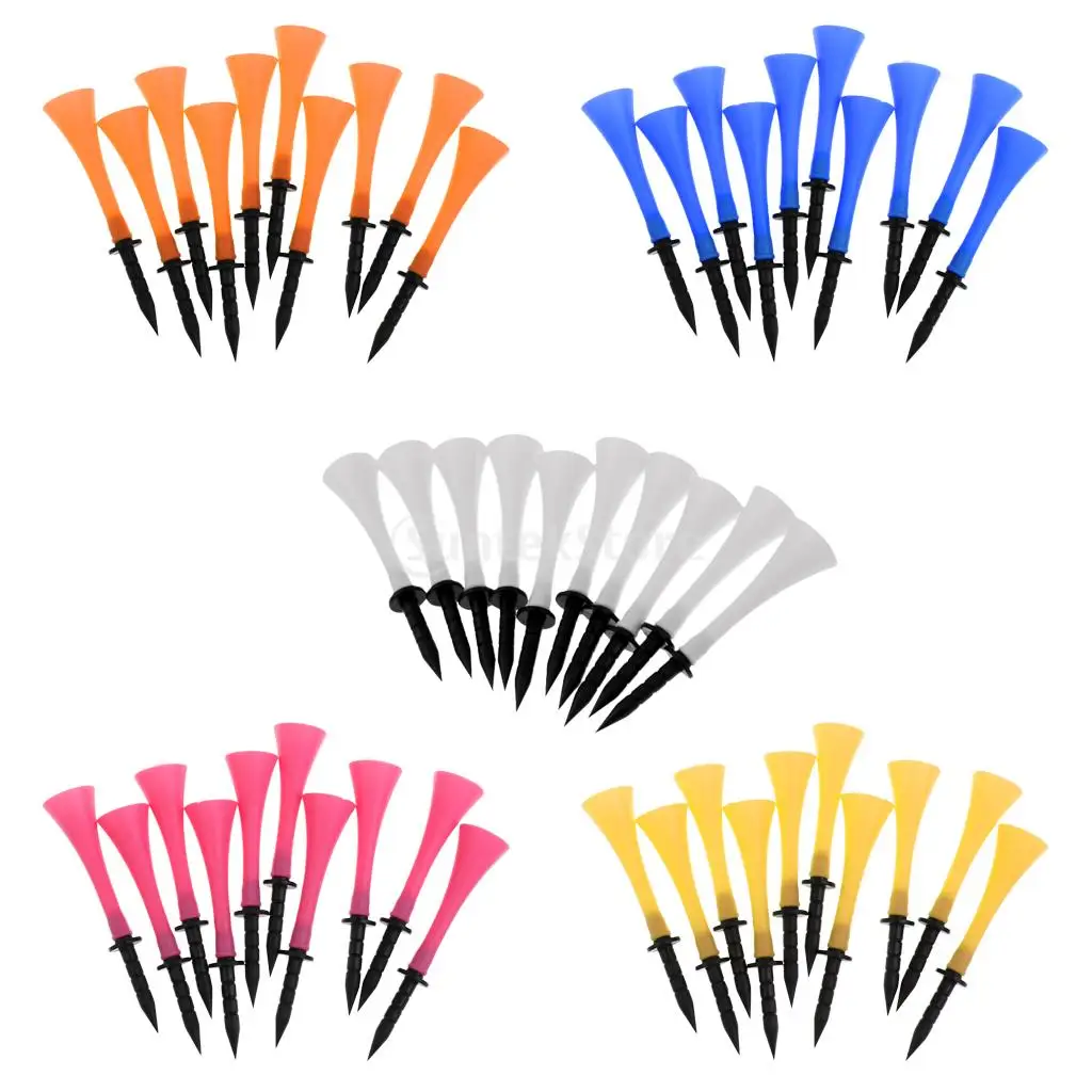 

10 Pieces 83mm Height Rubber Golf Tees Golfer Training Tool - Various Colors - Lightweight and Strong