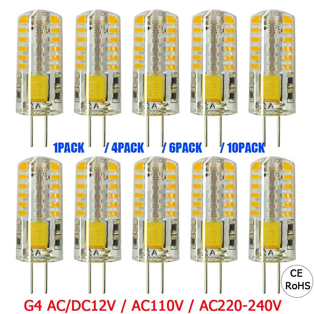 Светодиодная мини лампа G4 светодиодная AC/DC 12 В 3 Вт Базовая 48 Светодиодный ная