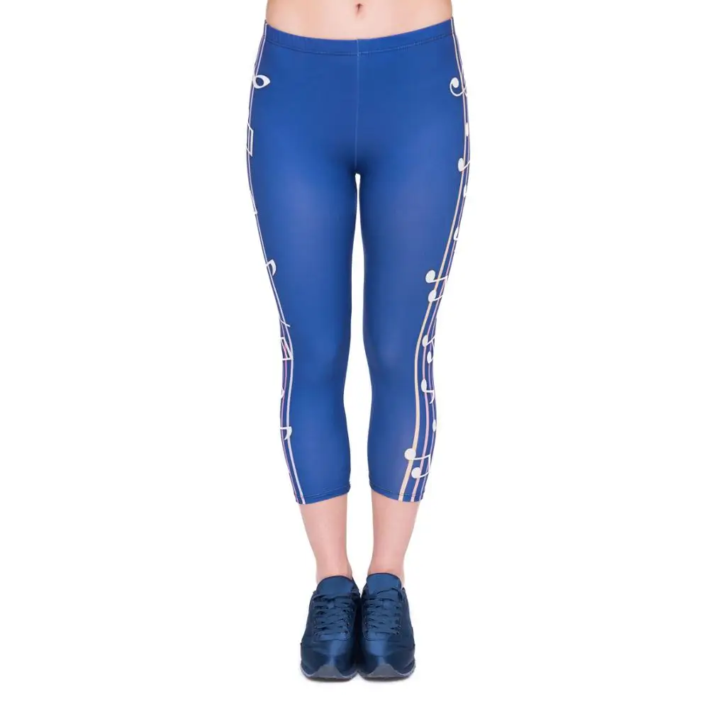 lgc45779 Новое поступление, летние женские Капри, леггинсы с цветным музыкальным принтом, сексуальные, средней длины ноги, 3/4, леггинсы для фитнеса, женские Капри - Цвет: lgc45779