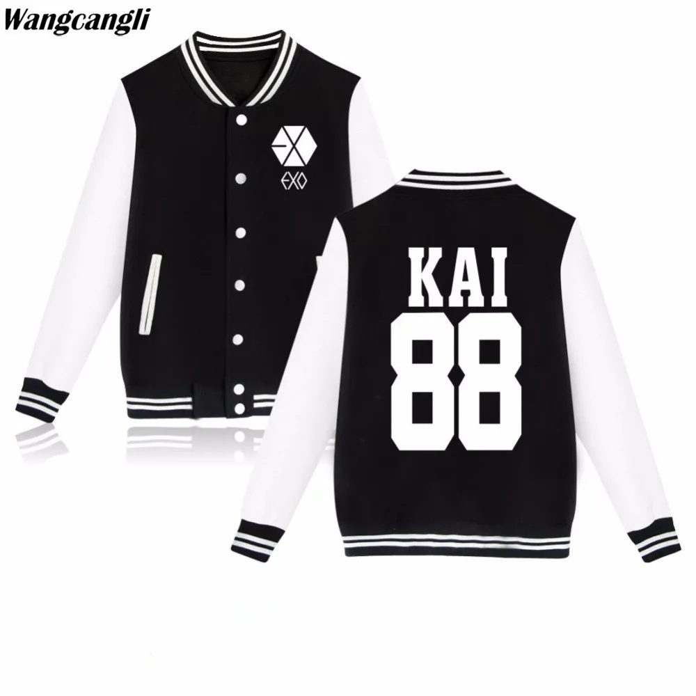 KPOP EXO куртки и пальто Harajuku Студенческая бейсбольная куртка в стиле хип хоп
