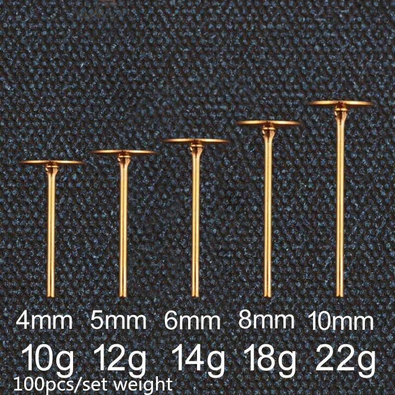 Atreus 100 шт. Металлические Пустые серьги-гвоздики подходят для 4 5 6 8 10 мм золотые