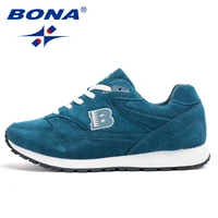 bona new popular style women running shoes cow split breathable lace up sport shoes light soft outdoor sneakers shoes women