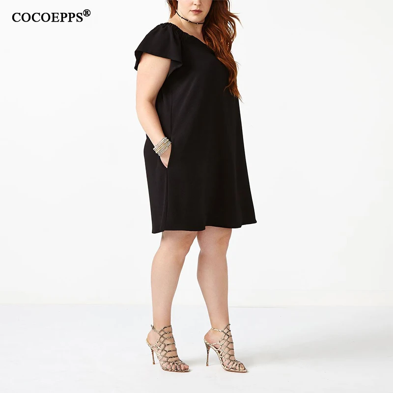 COCOEPPPS 6XL Dress 2019 Plus Size Summer Off shoulder Large Loose Black short Big Sexy Party Dresses New | Женская одежда