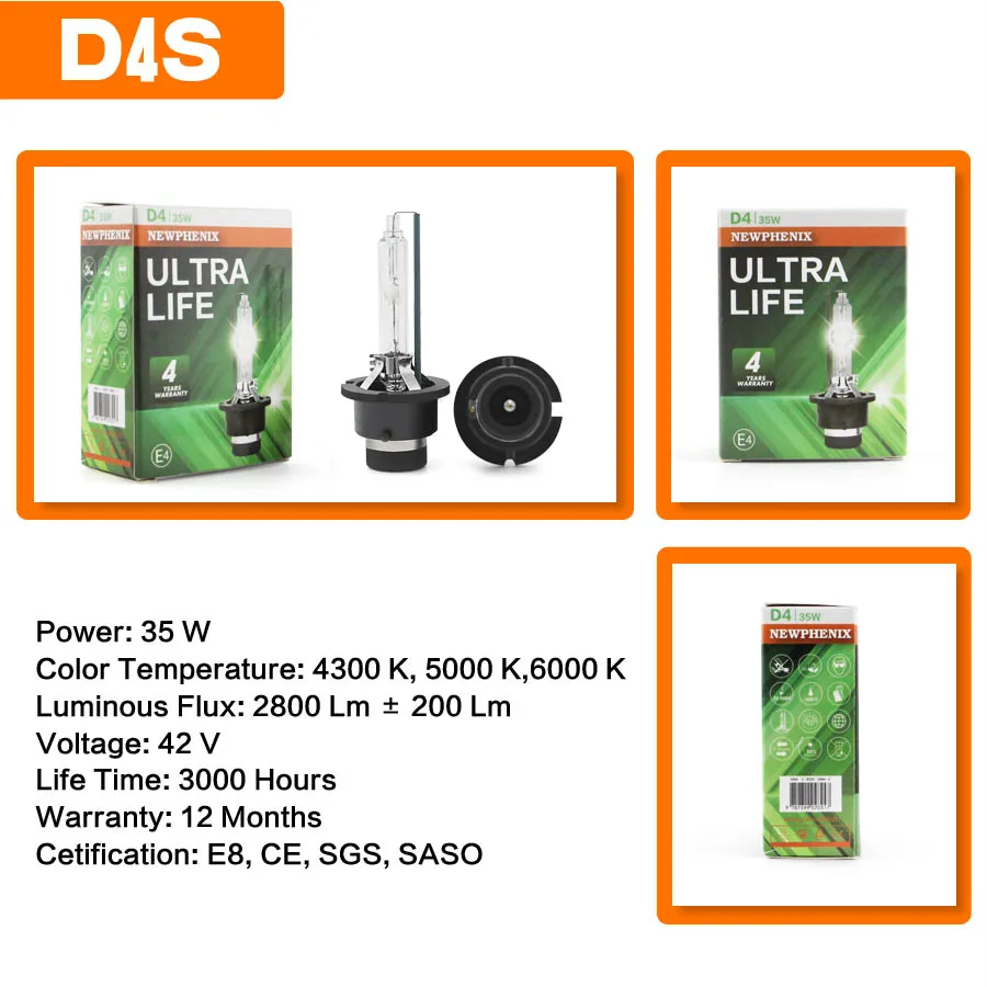 SHUOKE Xenon HID D4S Ultra Life фары лампы 12 В 35 Вт 3200Lm 4300K 5000K 6000K 3000h срок службы 2 шт. Бесплатная